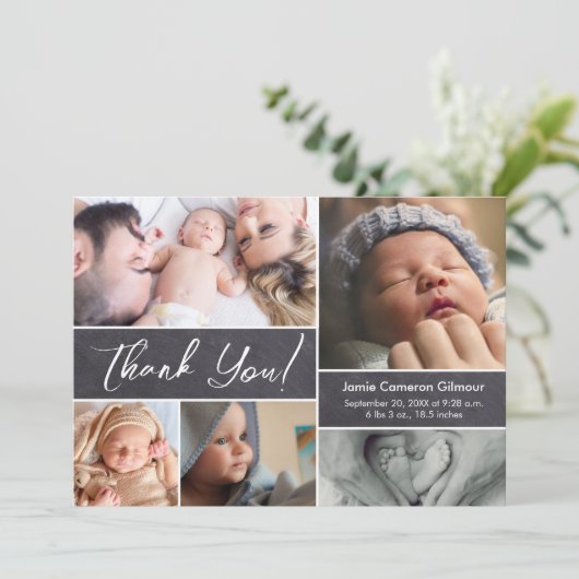 複数の写真生まれたばかりの名前をカスタムするの状態 サンキューカード (スタンド正面)