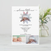 複数の写真男の赤ちゃんまたは女の子の誕生のお知らせ シーズンカード (スタンド正面)