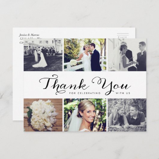 複数の写真結婚の感謝はがき ポストカード (正面/裏面)