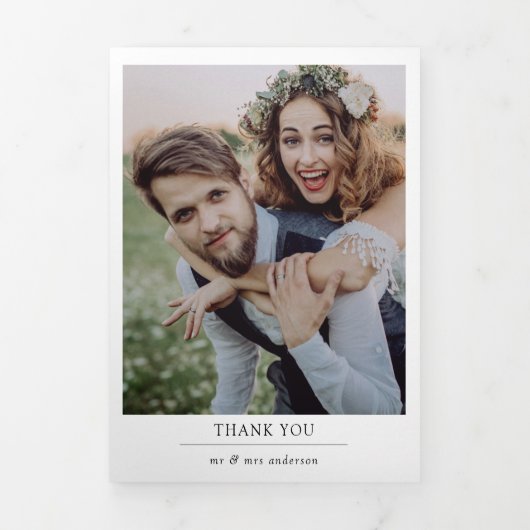 複数の写真結婚の3倍サンキューカード 三つ折り案内状 (カバー)