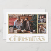 複数の写真 ゴールド メリークリスマス シーズンカード (正面)