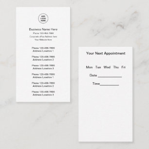 複数の場所でのビジネスとアポイントメントカード 名刺
