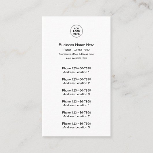 複数の場所でのビジネスとアポイントメントカード 名刺 (正面)
