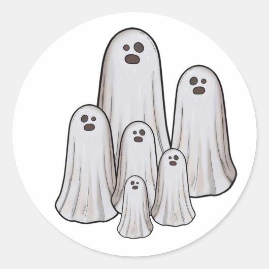 複数の幽霊のハロウィン ラウンドシール (正面)