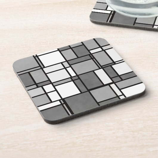 複数の灰色の白いモンドリアンパタインスパイアーン コースター (左側)