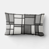 複数の灰色の白いモンドリアンパタインスパイアーン ランバークッション (裏面)