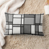 複数の灰色の白いモンドリアンパタインスパイアーン ランバークッション (ブランケット)