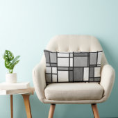 複数の灰色の白いモンドリアンパタインスパイアーン ランバークッション (椅子)