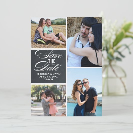 複数の画像ポートレート結婚式の日付を保存 セーブザデート (スタンド正面)