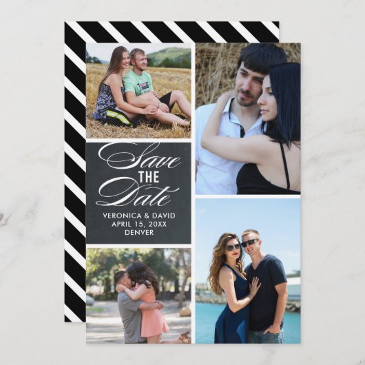 複数の画像ポートレート結婚式の日付を保存 セーブザデート (正面/裏面)