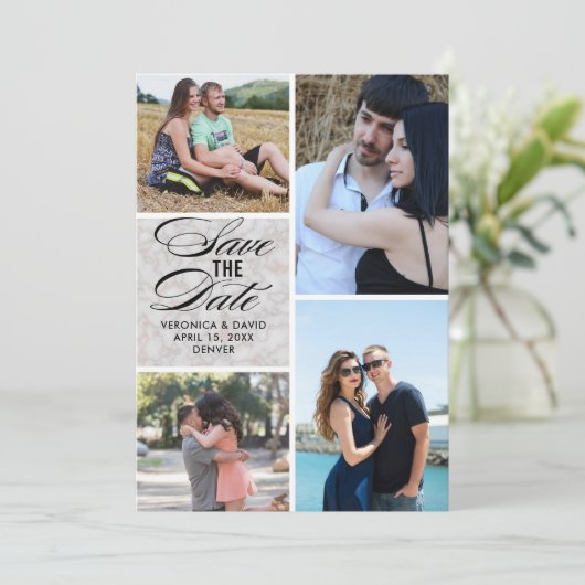 複数の画像ポートレート結婚式の日付を保存 セーブザデート (スタンド正面)