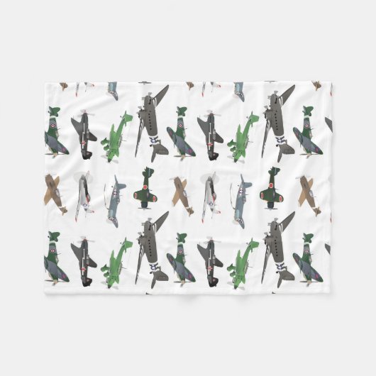 複数の第2次世界大戦飛行機のパターン フリースブランケット (正面(横))