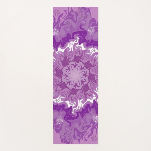 複数の紫色の色合いの曼荼羅 ヨガマット (正面)