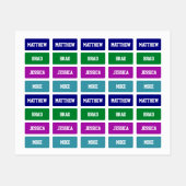 複数の色で白い服名 ラベル (シート)