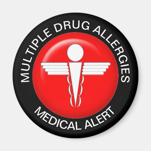 複数の薬物アレルギー マグネット (正面)