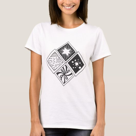 複数の要素、抽象芸術画像の組み込み Tシャツ (正面)