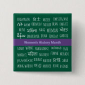 複数の言語の女性 – 女性歴史月間 缶バッジ (正面)