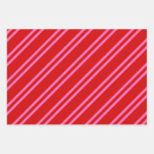 複数の診断ストライプパターンDIYカラーホットピンク ラッピングペーパーシート (正面3)