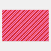 複数の診断ストライプパターンDIYカラーホットピンク ラッピングペーパーシート (正面2)