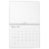 複数の赤い花のような形の抽象デザイン カレンダー (2月 2027)