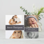 複数の赤ちゃんの写真コラージュ ブラックボード オーダーメイド名前 案内状 (スタンド正面)