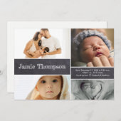 複数の赤ちゃんの写真コラージュ ブラックボード オーダーメイド名前 案内状 (正面/裏面)