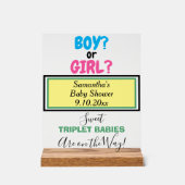 複数の赤ちゃんシャワーピンクブルーイエローグリーン名 アクリルサイン (正面)