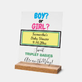 複数の赤ちゃんシャワーピンクブルーイエローグリーン名 アクリルサイン (傾斜)