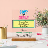 複数の赤ちゃんシャワーピンクブルーイエローグリーン名 アクリルサイン (ウェディング)