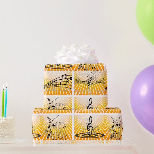 複数の音楽ノート ラッピングペーパー