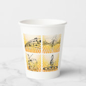 複数の音楽ノート 紙コップ (正面)