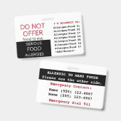 複数の食物アレルギー警告ラベル バッジ (正面＆裏面)