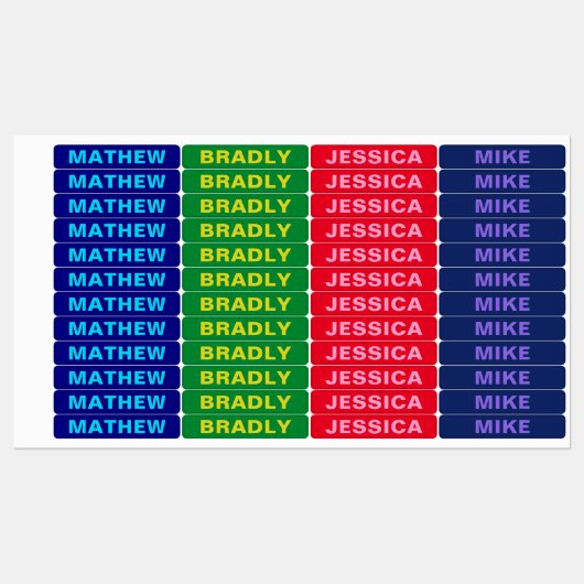 複数はっきりした色の名前の防水 ラベル (シート)