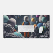 複数カラフル惑星宇宙飛行士宇宙 デスクマット (キーボード&マウス)