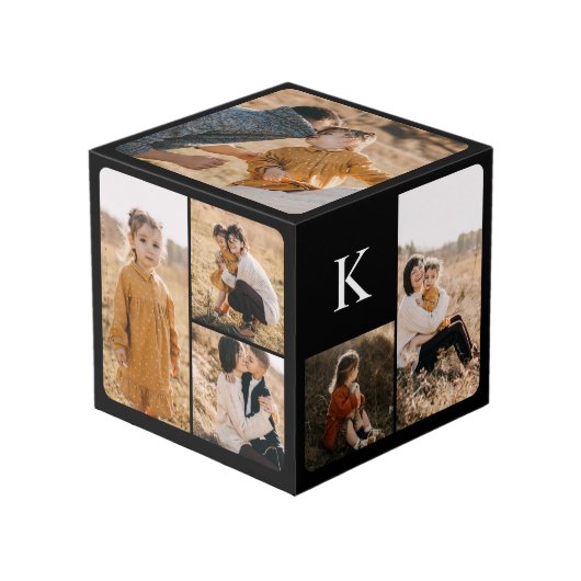 複数ミニマルモダン写真コラージモノグラム フォトキューブ (正面アングル)