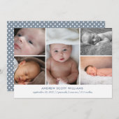 複数モダンの写真ベビーの誕生の発表 案内状 (正面/裏面)