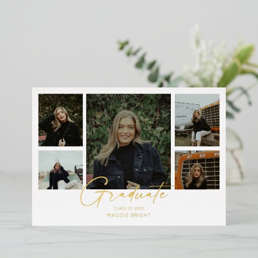 複数写真 2023 年卒業生発表 箔招待状 (立ち正面)