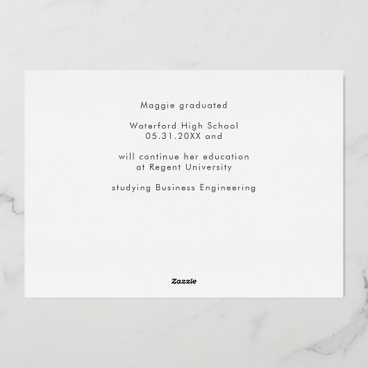 複数写真 2023 年卒業発表 箔招待状 (裏面)