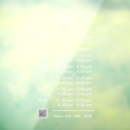 複数営業時間ロゴQRコード電話番号 ウィンドウサイン (シート3)