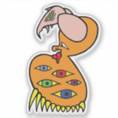 複数目のオレンジ色の生き物 シール (正面)