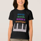 複数言語のピアノキーボード文字 トライブレンドTシャツ (正面)