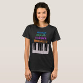 複数言語のピアノキーボード文字 Tシャツ (正面フル)