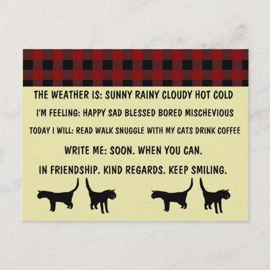 複数選択猫用はがき忙し（個人用） ポストカード (正面)