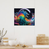 複数鮮やか色の波 ポスター (キッチン)