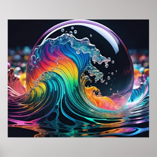 複数鮮やか色の波 ポスター (正面)