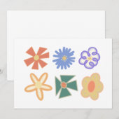 複数 レインボー ボホ フラワー 花 フラワー 六個パック 招待状 (正面/裏面)