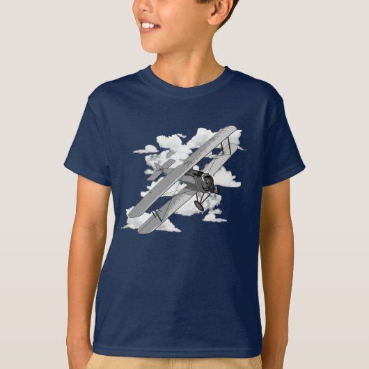 複葉機および雲 Tシャツ (正面)