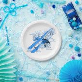 複葉機を飛ばすヴィンテージ ペーパープレート (パーティー)