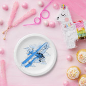 複葉機を飛ばすヴィンテージ ペーパープレート (パーティー)