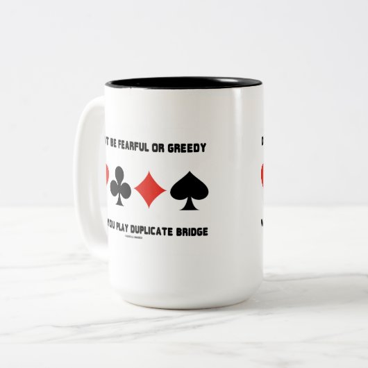 複製の際に恐れたり欲張りをしな遊いでください ツートーンマグカップ (正面左)